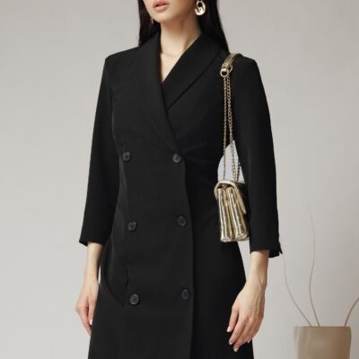 Black Friday Rochie office din stofa neagra tip sacou