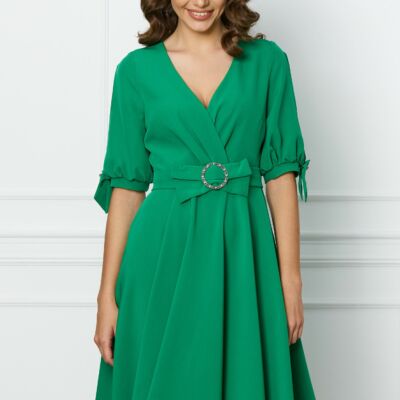 Black Friday Rochie verde clos cu catarama in talie