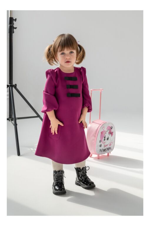 Black Friday 2022 Rochita pentru fetite Dy Fashion magenta cu fundite