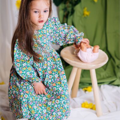 Black Friday 2022 Rochita pentru fetite verde cu floricele colorate