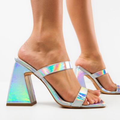 Black Friday Saboti cu toc Luanda Argintii