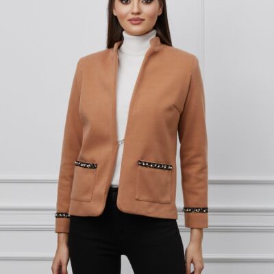 Black Friday Sacou Dy Fashion crem cu aplicatii