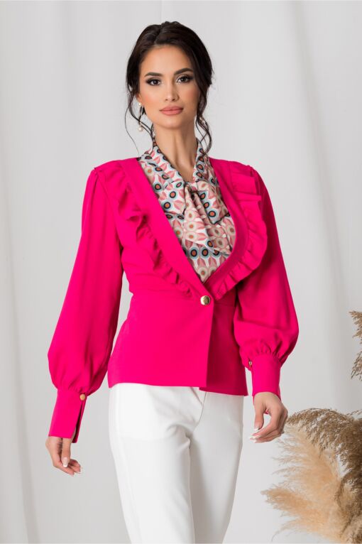 Black Friday 2022 Sacou Leonard Collection fucsia cu volanase