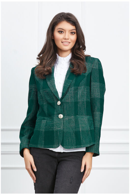 Black Friday 2022 Sacou Lorena verde cu carouri