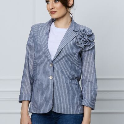 Black Friday Sacou Sonia bleumarin cu dungi si fir lurex