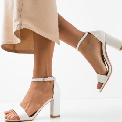 Black Friday Sandale cu toc Alyosh Albe