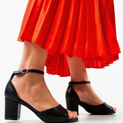 Black Friday Sandale cu toc Bride Negre 2
