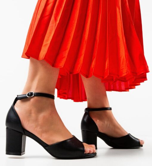 Black Friday Sandale cu toc Bride Negre 2