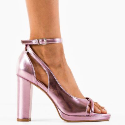 Black Friday Sandale cu toc Hagma Roz