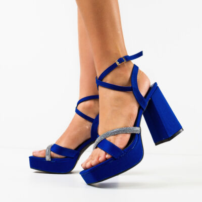 Black Friday Sandale cu toc Jakki Albastre