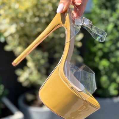 Black Friday Sandale cu toc Kimiko Aurii