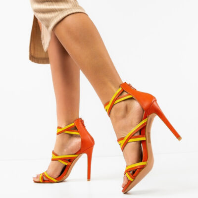 Black Friday Sandale cu toc Pastor Portocalii