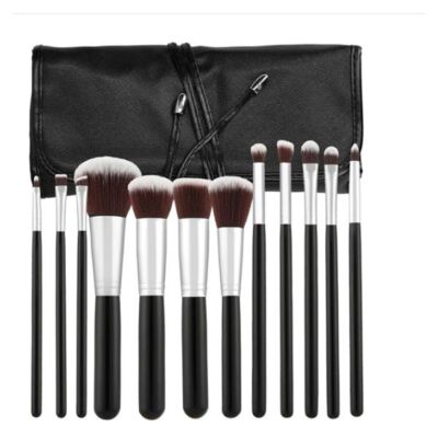 Black Friday 2022 Set 12 Pensule Negre Kabuki pentru Machiaj - Mimo Makeup Brush Kabuki Black
