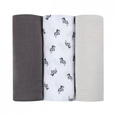 Black Friday 2022 Set 3 Museline Beaba bumbac organic 70x70 cm Savana Grey