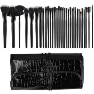 Black Friday 2022 Set 32 Pensule Negre pentru Machiaj - Mimo Makeup Brush Black