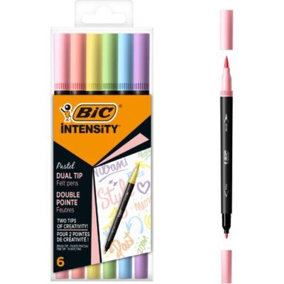 Black Friday 2022 Set 6 bucati markere de colorat cu dublu varf BIC Intensity Pastel