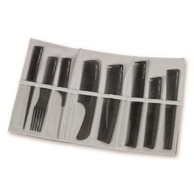 Black Friday 2022 Set 8 piepteni din carbon pentru frizerie/barber/salon/coafor - Sinelco