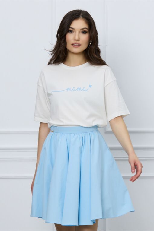 Black Friday Set Mama cu tricou si fusta bleu