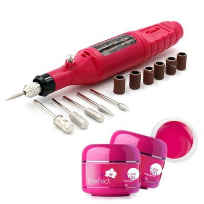 Black Friday 2022 Set Manichiura Freza Electrica Unghii 20000RPM Roz