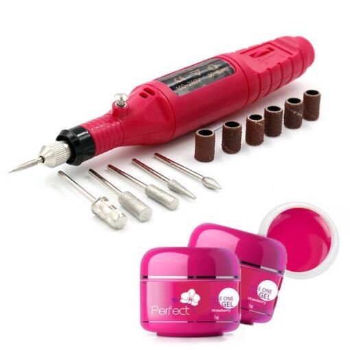 Black Friday 2022 Set Manichiura Freza Electrica Unghii 20000RPM Roz