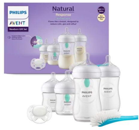 Black Friday Set PHILIPS AVENT Natural Response SCD657/11: 2 biberoane 125ml + 2 biberoane 260ml + 2 dispozitive AirFree + suzeta + perie biberon