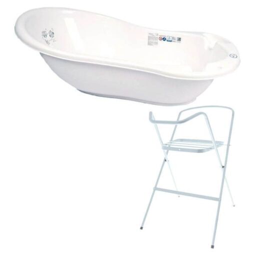 Black Friday 2022 Set cadita 102 cm Bufnita Alb + Suport metalic cadita - Tega Baby