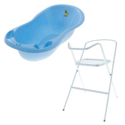 Black Friday 2022 Set cadita 102 cm Duck Albastru + Suport metalic cadita - Tega Baby