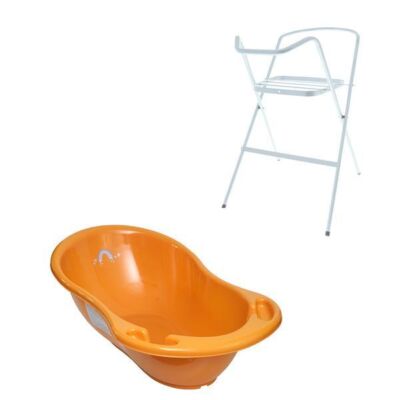 Black Friday 2022 Set cadita baie Meteo Portocaliu 86 cm + Suport metalic cadita