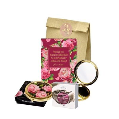 Black Friday 2022 Set cadou „Jane Austen„ cu sapun Spa Thermal Mud (100g) + oglinda de buzunar + notebook A6 Jane Austen