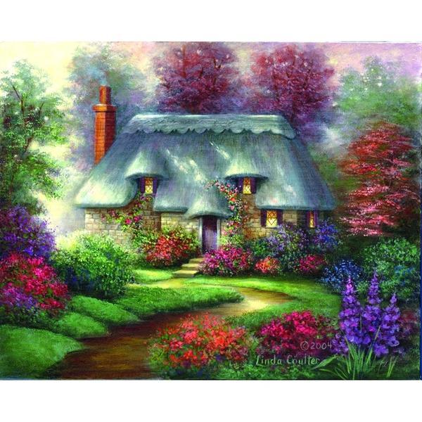 Black Friday 2022 Set pictura pe panza - Peisaj Casuta romantica