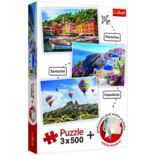 Black Friday 2022 Set puzzle 3 x 500 trefl portofino santorini cappadocia