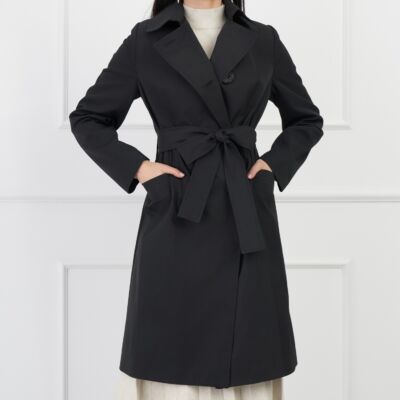 Black Friday Trench Valeria negru cu cordon in talie