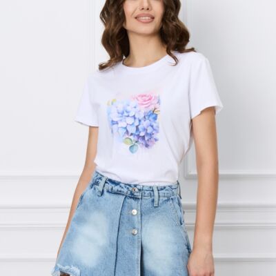 Black Friday 2022 Tricou Nadia alb cu imprimeu floral